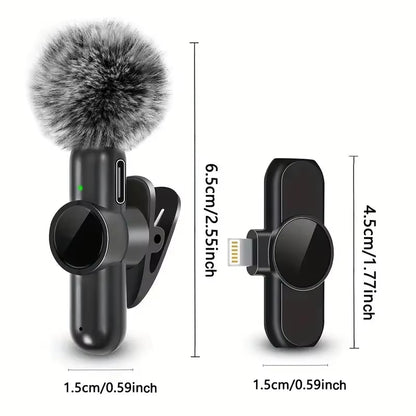 Wireless Lavalier Microphone with Windproof Cover Audio Video Recording Mini Mic for Iphone Android Mobile Phone Microphone